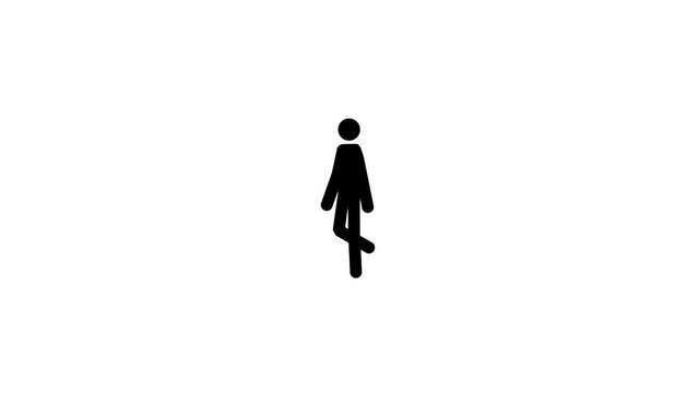 A stickman who walk and stop: animation on the white background (seamless loop)