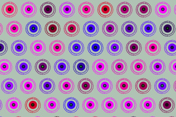 multi color round dot repeat pattern in off white background