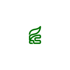 EC initial company green swoosh logo design vector