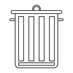 Universal waste bin with lid and handles. Black and white icon. Vector Illustration