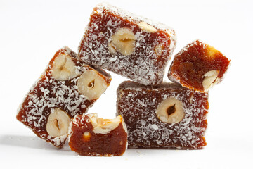 It is located dessert of Adana and Mersin cities in Turkey. Traditional turkish dessert cezerye. Turkish delight.
