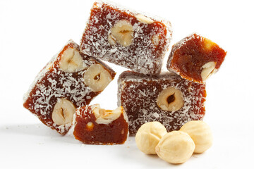 It is located dessert of Adana and Mersin cities in Turkey. Traditional turkish dessert cezerye. Turkish delight.