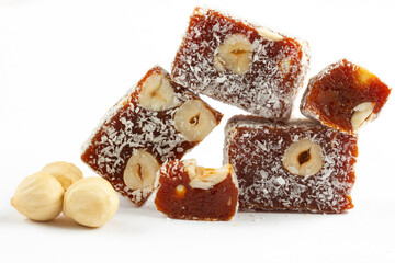 It is located dessert of Adana and Mersin cities in Turkey. Traditional turkish dessert cezerye. Turkish delight.