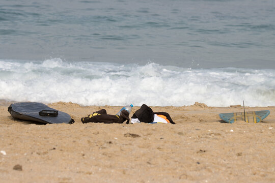 Surfer's kit on the beach at Jeffreys Bay