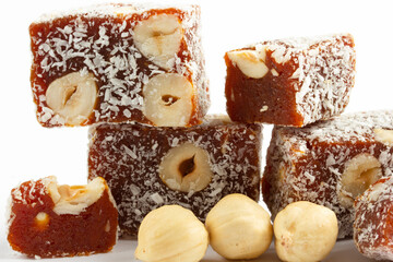 It is located dessert of Adana and Mersin cities in Turkey. Traditional turkish dessert cezerye. Turkish delight.