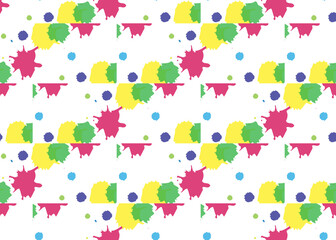Bright colored blots on a white background,
