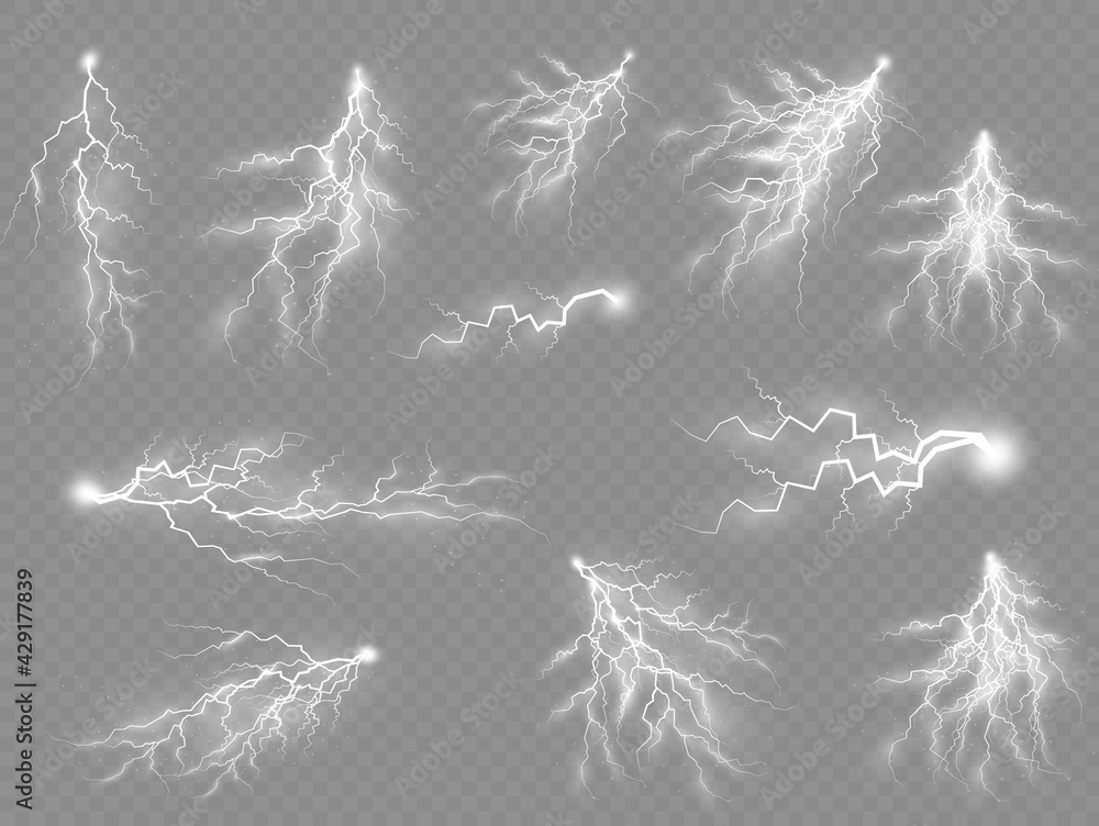Canvas Prints set of zippers, thunderstorm and effect lightning.