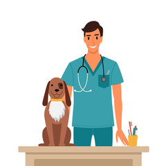 Veterinarian and dog. - 429177816