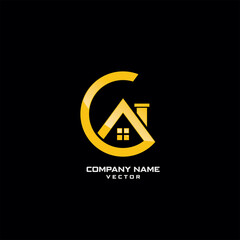 C Letter With House Icon Logo Design