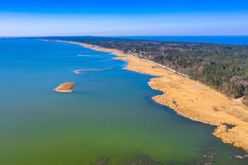 Aerial view of the Vistula Lagoon and the Vistula Spit. Poland