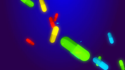 Drug prescription forpill medicine capsule pattern with blue background. Abstract healthcare technology and science medical  concept.