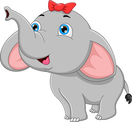 Obraz premium cute baby elephant cartoon on a white background