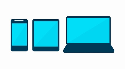 Devices Icon Set. Isolated illustration of mobile cellphone, tablet and laptop.