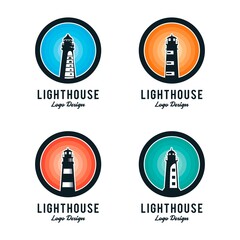 Lighthouse Logo Design Vector Set