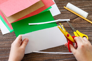 Instruction step 3. Summer birthday card with watermelons with birthday greetings. Handmade. Childrens creativity project, crafts for kids.