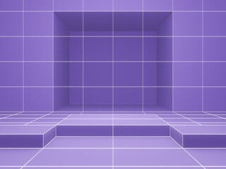 3D rendering. Purple geometric grid product stand mockup.