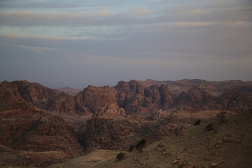 Fototapeta na wymiar Morning lights on the mountains near the ancient city of Petra