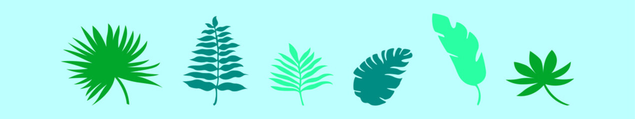 set of palm leaf cartoon icon design template with various models. vector illustration isolated on blue background