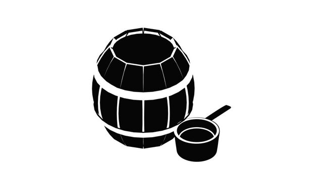 Barrel honey icon animation isometric black object on white background