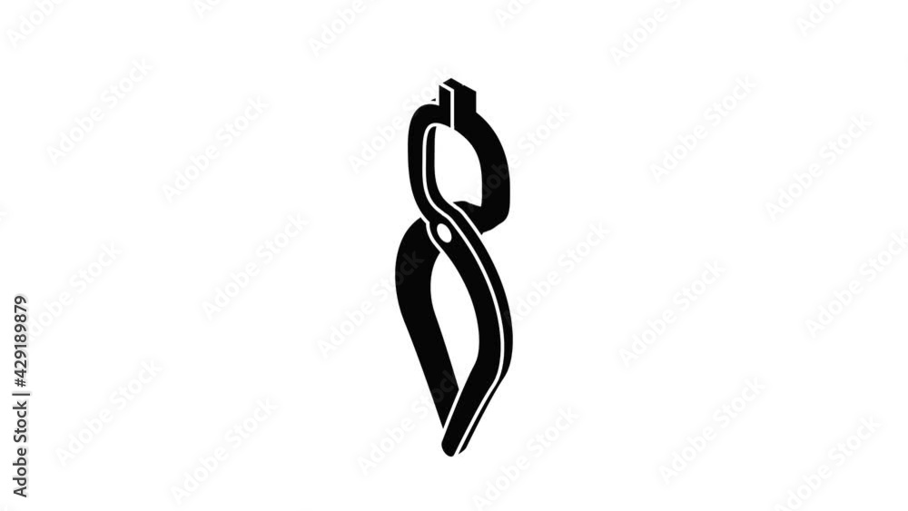 Poster blacksmith tong icon animation isometric black object on white background