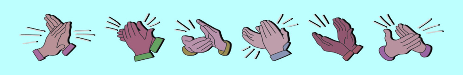 set of hand clapping cartoon icon design template with various models. vector illustration isolated on blue background