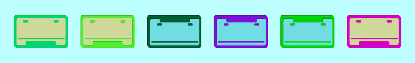 set of license plate cartoon icon design template with various models. vector illustration isolated on blue background