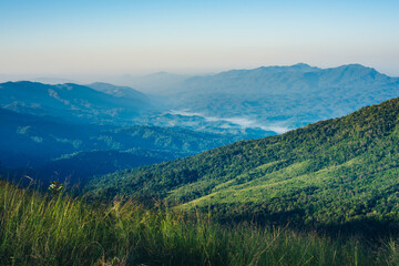 scenic view of mountain in morning