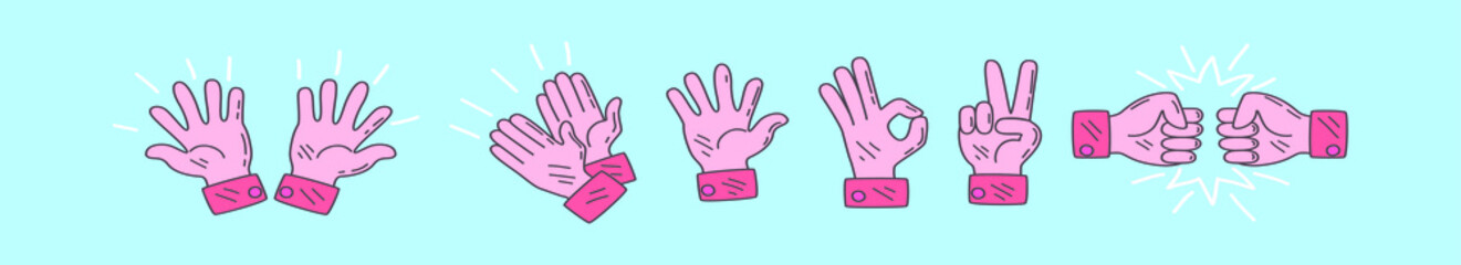 set of hand clapping cartoon icon design template with various models. vector illustration isolated on blue background