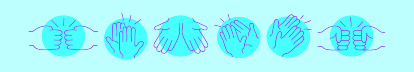 set of hand clapping cartoon icon design template with various models. vector illustration isolated on blue background