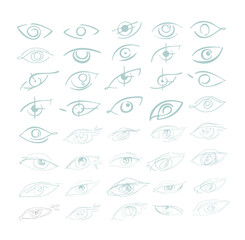 Obraz premium Mega set - cute hand drawn doodle sketch eye. Eye brush set.