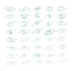 Mega set - cute hand drawn doodle sketch eye. Eye brush set.