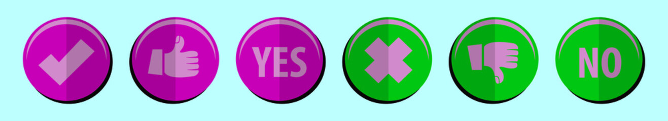 set of correct incorrect cartoon icon design template with various models. vector illustration isolated on blue background