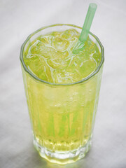chrysanthemum tea served with ice in glass