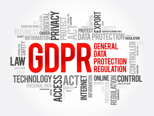 GDPR - General Data Protection Regulation word cloud collage, technology concept background