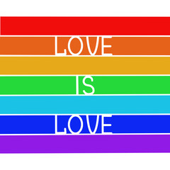 The slogan love is love. Rainbow symbol. Lettering. Vector illustration