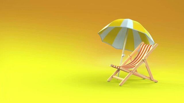 Sunbed and umbrella animation packshot with chroma key and Alpha Channel in 4K