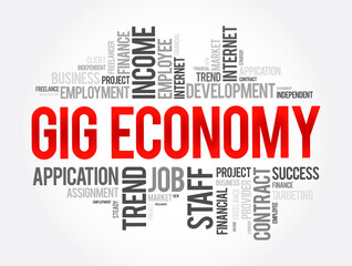 Gig Economy word cloud collage, business concept background