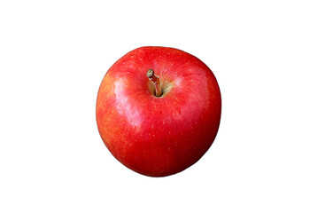 Fresh ripe vibrant red apple isolated on white backdrop