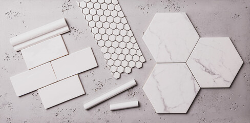 Different shapes of ceramic tiles - interior design, renovation and home decoration