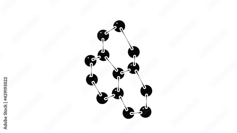 Poster tryptophan icon animation isometric black object on white background