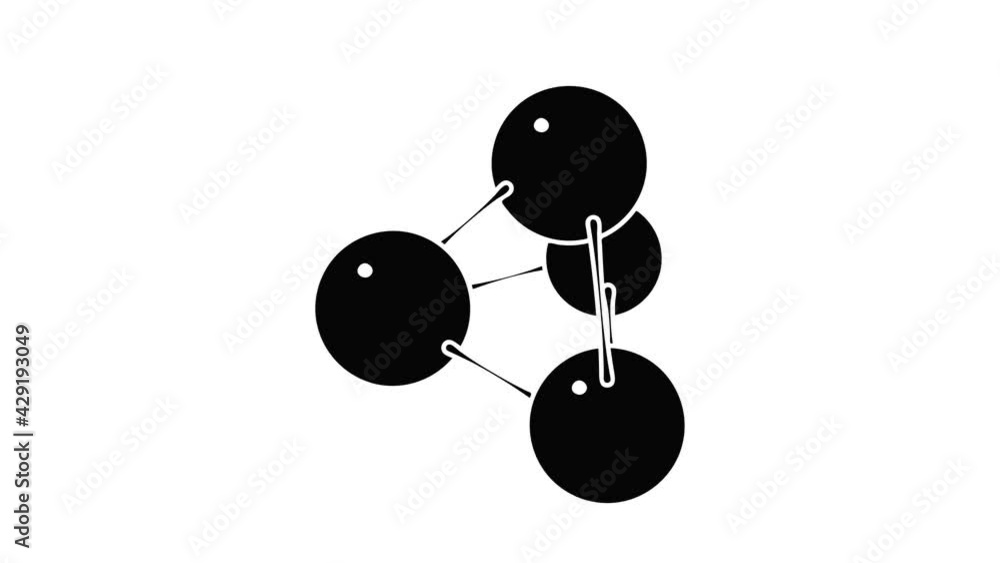 Poster pyramide molecule icon animation isometric black object on white background