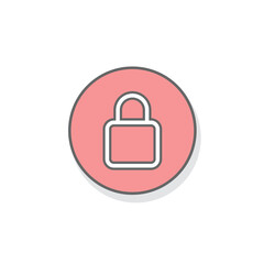 Red lock button vector icon isolated on white background. Padlock symbol modern, simple, vector, icon for website design, mobile app, ui. Vector Illustration
