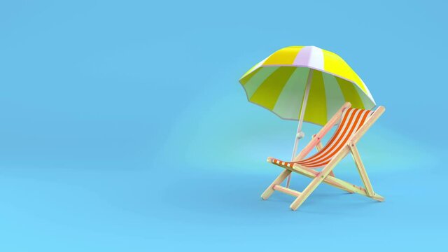 Sunbed and umbrella animation packshot with chroma key and Alpha Channel in 4K