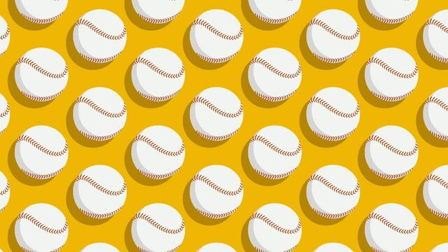 animated seamless pattern with baseball balls. Team sports, active lifestyle. Ornament for background decoration. Design element. Looped video