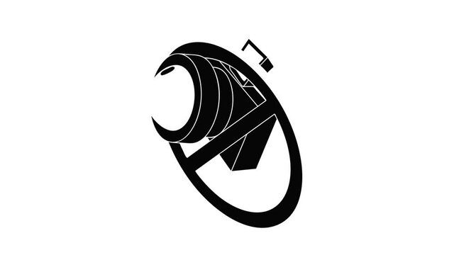 No camera icon animation isometric black object on white background