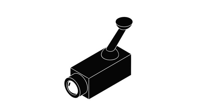 Security camera icon animation isometric black object on white background