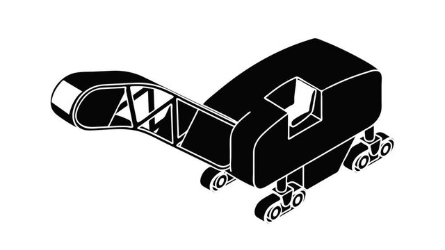 Mine band tractor icon animation isometric black object on white background
