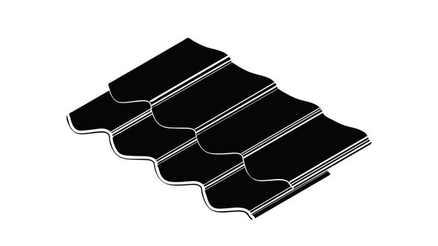 Metal tile icon animation isometric black object on white background
