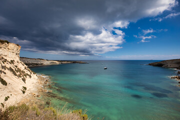 Tropical Bay on Malta Gozo Island. tropical holiday background