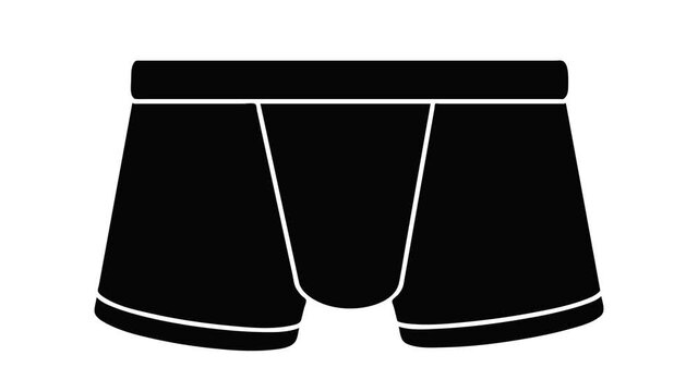 Boxers underpants icon animation isometric black object on white background